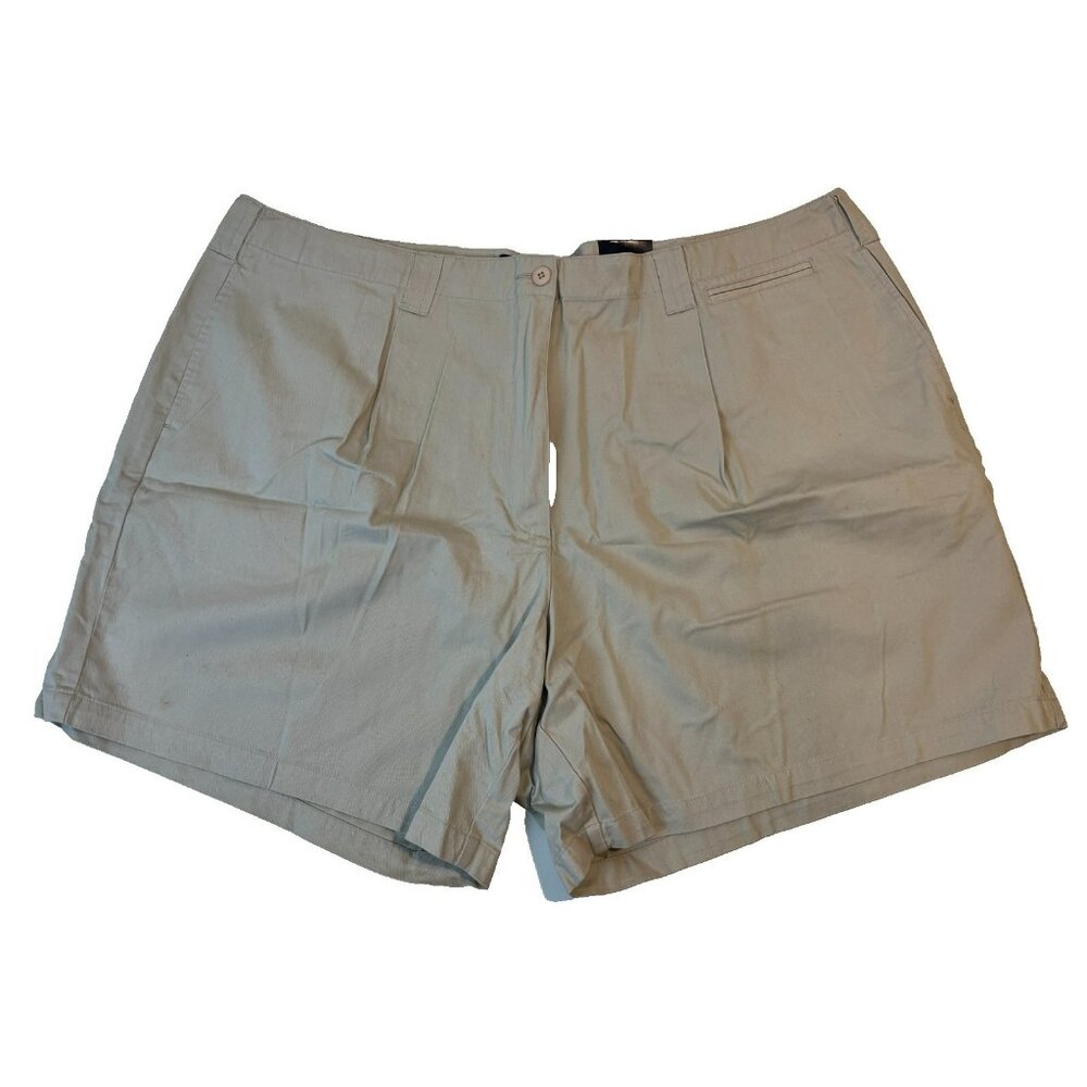 Venezia Womens Khaki Stretch Shorts Beige Pleated Size 28 NWT 0640